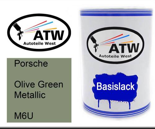 Porsche, Olive Green Metallic, M6U: 500ml Lackdose, von ATW Autoteile West.